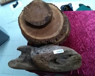 Walnut Tree Slices and Petrified Wood Piece