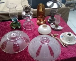 Lamps & shades Lot - Oil Lamps, Candle Lamps, Vintage Light Covers