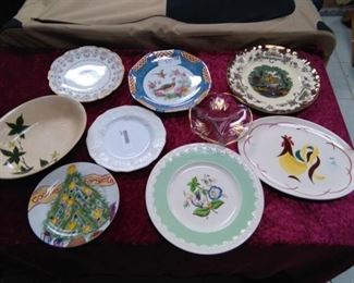 Collectible / Vintage Plates and Bowls Lot - Cock of the Walk Platter, Wedgewood Corinthian, Leeds, Ivy, Limoges, Germany