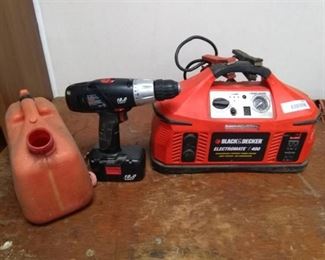 B&D Electromate 400 Rechargeable Portable Power Station, Gas Can and Craftsman Cordless Drill