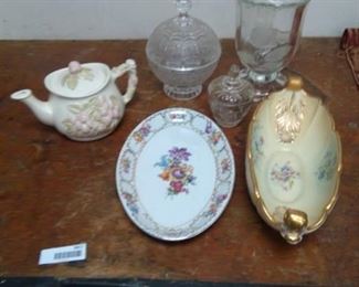 Lidded Glass Dishes, Teapot, Schumann Bavaria Bowl and Anchor Hocking Abingdon Bowl