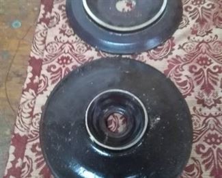 Two Crock Butter Chur Lids with Marks