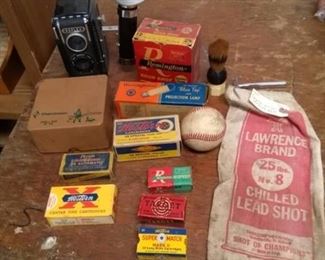 Reflex Camera with Flash attachement and Bulb, Ammunition Boxes / Bags