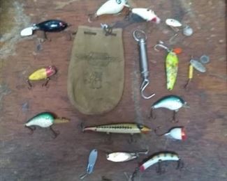Reel Leather Bag, Vintage Fishing Lures