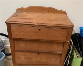 #4 old wood knob 3 drawer chest 29.5x16x32  $ 60.00