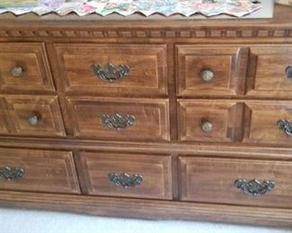 Dresser solid heavy wood 65" across and 20" wide $50