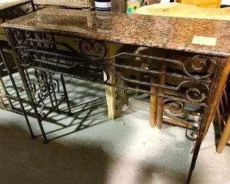 Marble top iron base tables