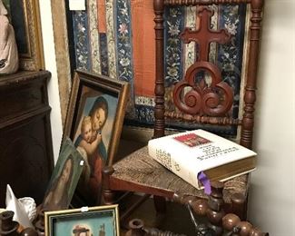Religious retablos, crosses, kneelers