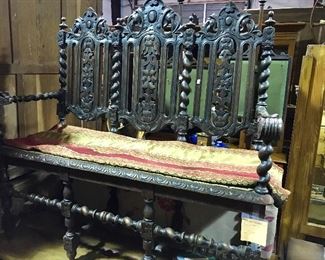 Beautiful carved French barley twist bench