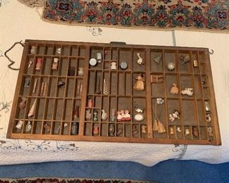 90- Antique printer's board and miniatures, measures 32"w x 16.5"l