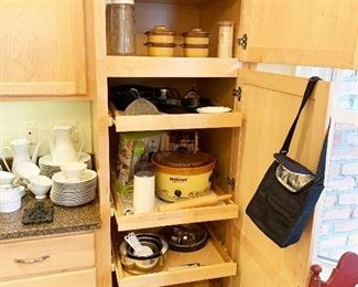 54- Crock pot, pans, kitchen tools