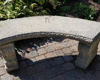 150- Stone curved garden bench