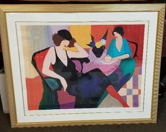156- Marie & Susie by Itzchak Tarkay / Beautiful Serigraph numbered 248/350 and signed by Tarkay.  Frame size 46-1/2" x 38". This will be the last time this piece of art will be available to the public. 