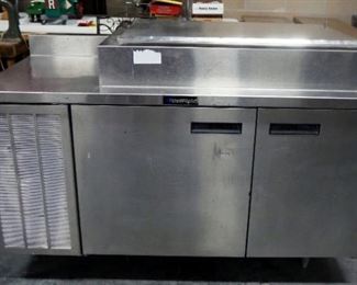 Delfield Stainless Steel Refrigerated Pizza Prep Station, 41"H x 60"W x 28"D, Powers On
