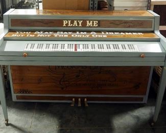 Kohler & Campbell Piano With Spruce Permatone Soundboard, Engraved With "Music Is Life", "Play Me", John Lennon Quote From "Imagine" And Music Notes