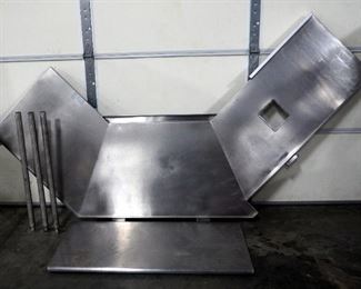 Wall Mounted Stainless Steel Corner Prep Counter With 3 Support Legs, 112"W x 30" Counter Depth, And Stainless Steel Prep Table 49.5"W x 24"D