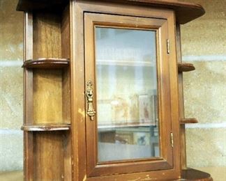 Wall Mount/Table Top Curio Cabinet, 17.5" High x 14.25" Wide x 4.75" Deep