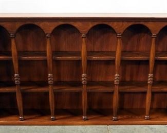 Wall Hanging Wood Curio, Three Shelves, 19.5" Tall x 37" Wide x X5.25" Deep