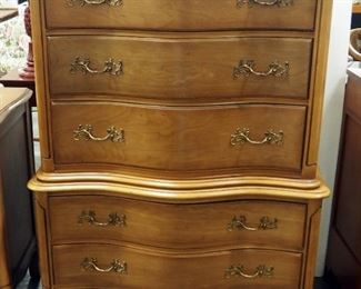 United Furniture Corp 5-Drawer Chest Of Drawers, Dovetail Construction, Bass Pulls, Serpentine Front, 54" T x 39" W x 20"D