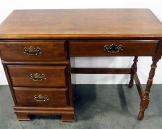 4 Drawer Student Desk With Brass Pulls And Curved Edges, 30" H x 41" W x 18" D