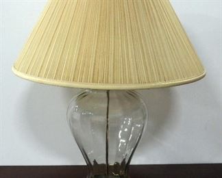 Table Lamp With Brass And Clear Glass Base, 30"H, Powers On