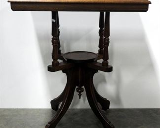 Wood Side Table With Under Table Display Stand, 28.5" H, 26" W x 18" D