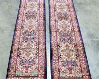 The Alexandria Collection, Two Area Rugs, Morocco Navy Design, 23" Wide x 100" Long, Blue Burgundy And Cream Colors