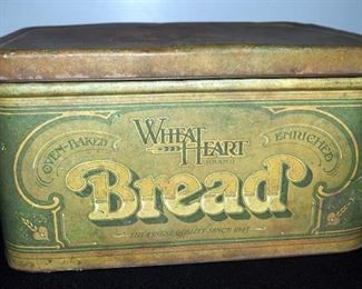 Vintage Tin Bread Box Labeled Wheat Heart Brand Bread, 7.5" Tall x 14" Wide x 10" Deep