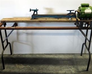 Compaian Power Tool Lathe With Craftsman Motor, Model 113.12770, On Custom Folding Stand, Powers On