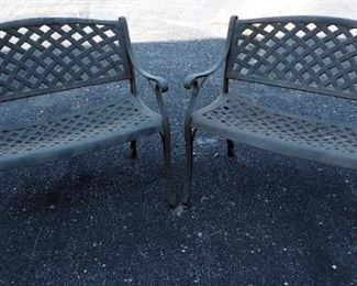 Pair Of Metal Benches With "Open Woven" Design, 33" High x 40" Wide x 24" Deep