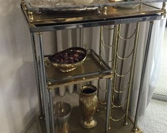 Brass Cart with wine rack Bar Cart Serving Cart so fun small footprint