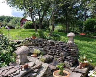 Concrete mushrooms and other decor & pots