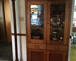 Antique poplar cabinet with tiger oak panel doors