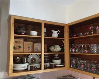 Vintage wood painted canisters