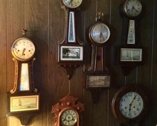 New Haven banjo clocks. One Whitney.