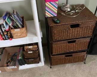 wicker baskets, standing mirror