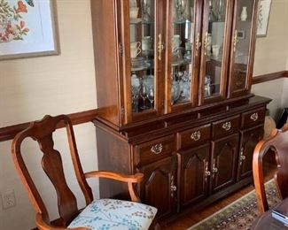 Kincade china cabinet part of 9-piece cherry dining room suite.