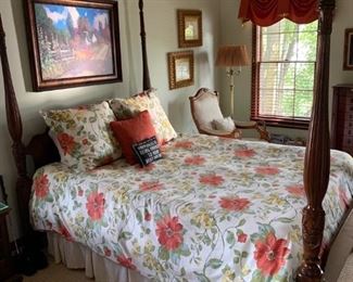Cherry queen size four poster bed.