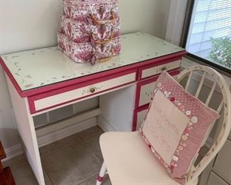 Hand painted desk and chair.