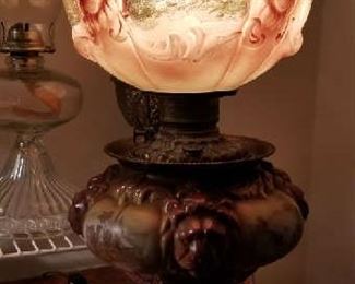 1890's GWTW Fostoria oil lamp - electrified