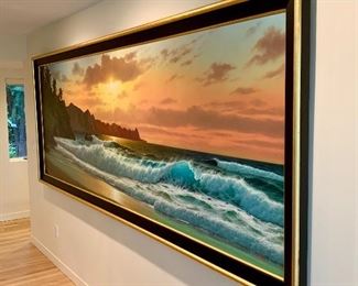 Anthony Casay Original - Kauai Bali Ha'i - This painting is an amazing 11 feet by 50". Custom framed in gold leaf by Old Schwamb Mill.