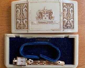 Antique 14K watch with original Hamilton box