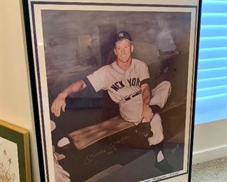 Circa 1990 Mickey Mantle Signed Lithograph Display with "1956" Inscription