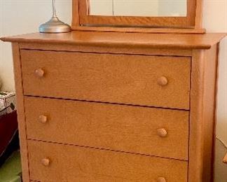 Matching , cherry 5-drawer chest with mirror