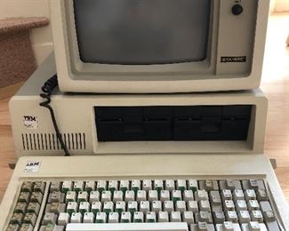 IBM 5150 with IBM keyboard and Quadram Monitor.