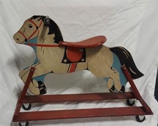 Vintage Wooden Rocking Horse 