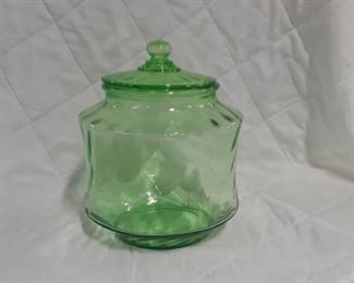Green Depression Cookie Jar 