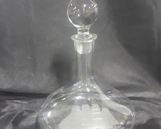 Glass Ship Etched Crystal Decanter 