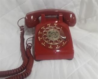 Vintage Red Rotary Phone 