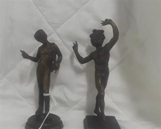 2 Antique Bronze Art Deco/ Nouveau  Bronze Men Statues 